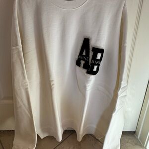 Anine Bing White Sweatshirt with Black Logo